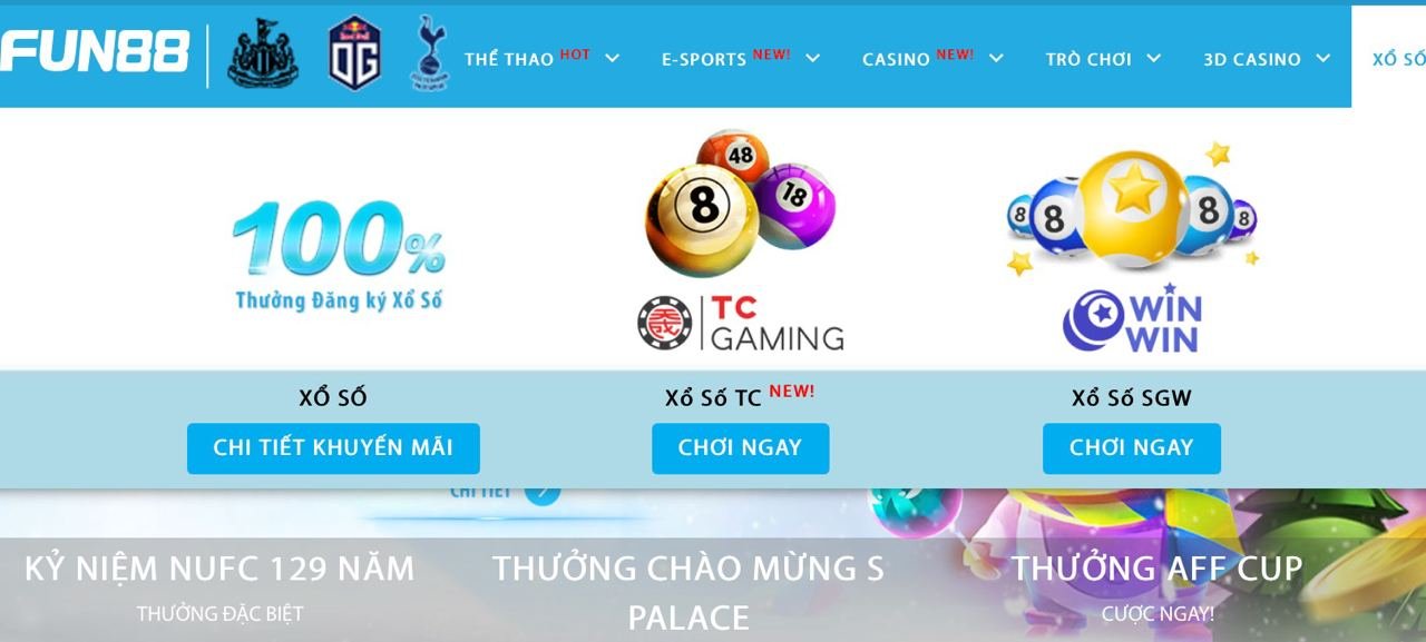 Giao diện trang chủ Fun88